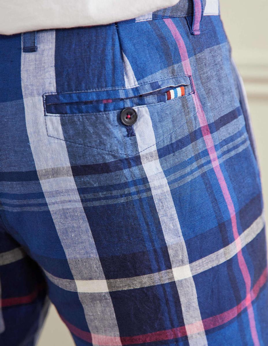 облекло Boden памучно ленено късо президентски син чек мъже LL683563