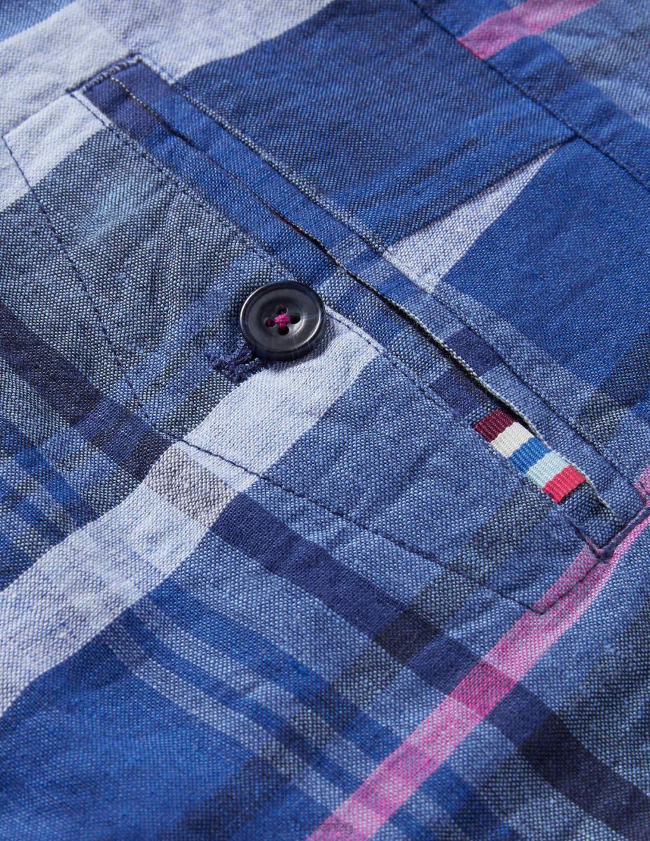 облекло Boden памучно ленено късо президентски син чек мъже LL683563