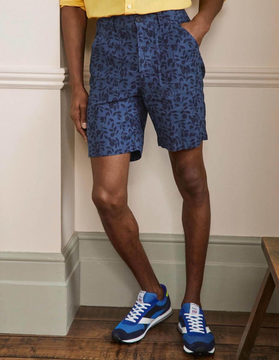 облекло Boden лесни шорти от ленена смес флаг синя зеленина мъже LL683584