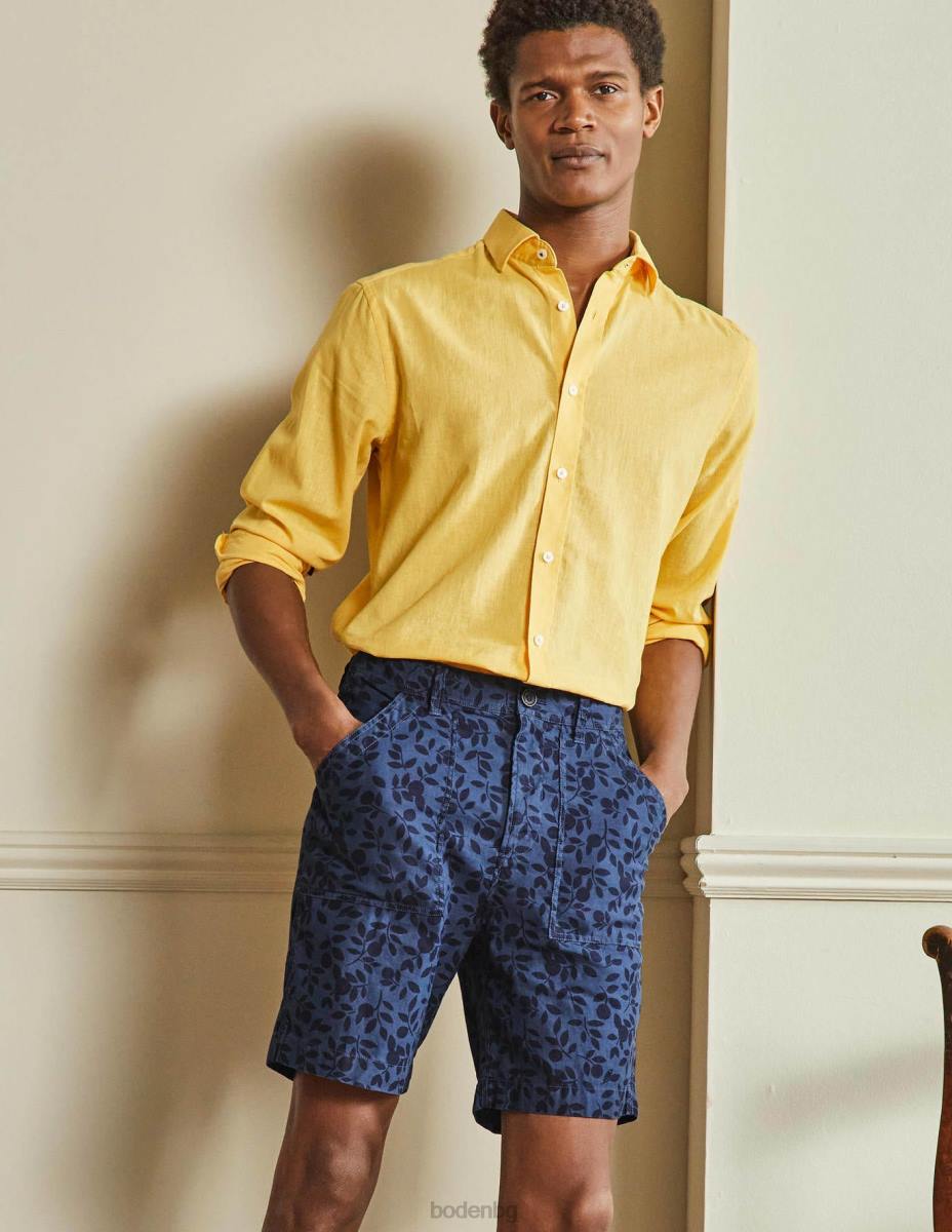 облекло Boden лесни шорти от ленена смес флаг синя зеленина мъже LL683584