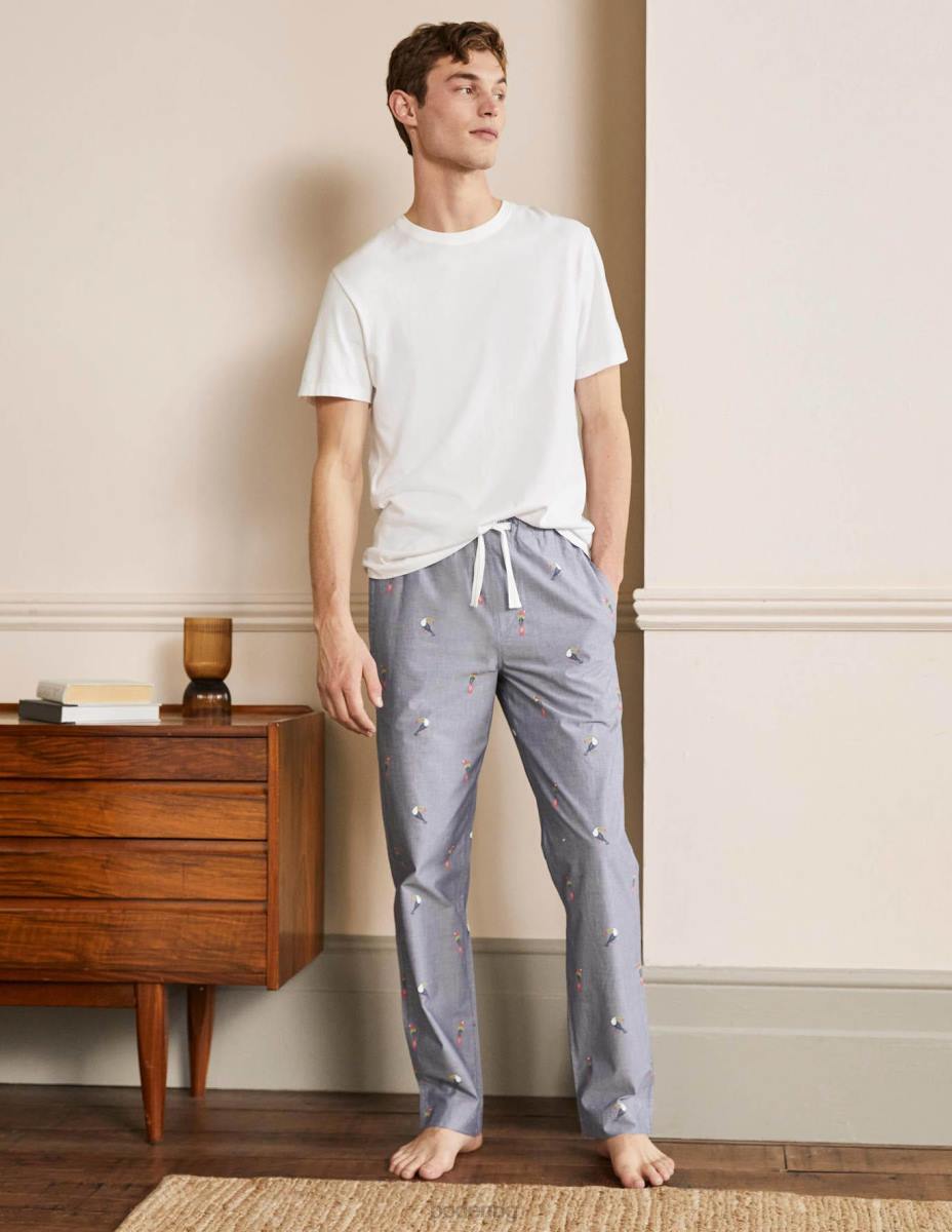 облекло Boden долнище на пижама от памучен поплин тукани от шамбре мъже LL683598