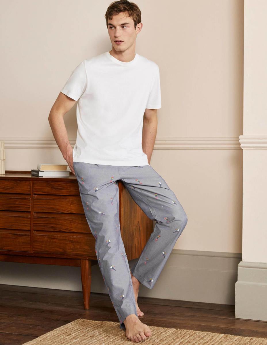 облекло Boden долнище на пижама от памучен поплин тукани от шамбре мъже LL683598