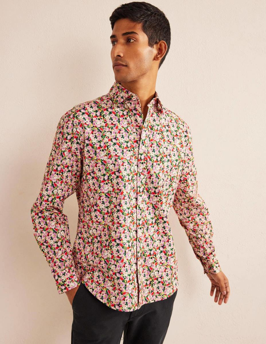 облекло Boden кепър риза с изрязана яка малки рисувани цветя мъже LL683512