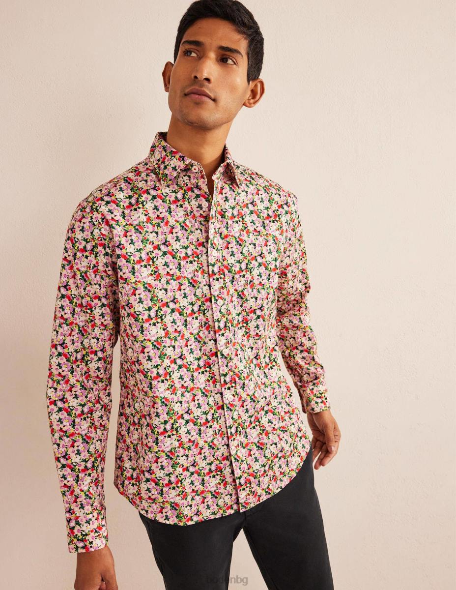 облекло Boden кепър риза с изрязана яка малки рисувани цветя мъже LL683512