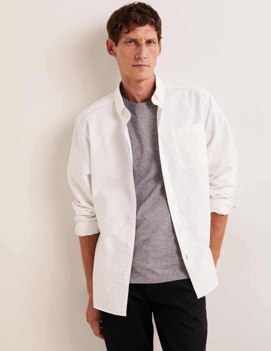 облекло Boden тънка оксфордска риза бяло мъже LL683518