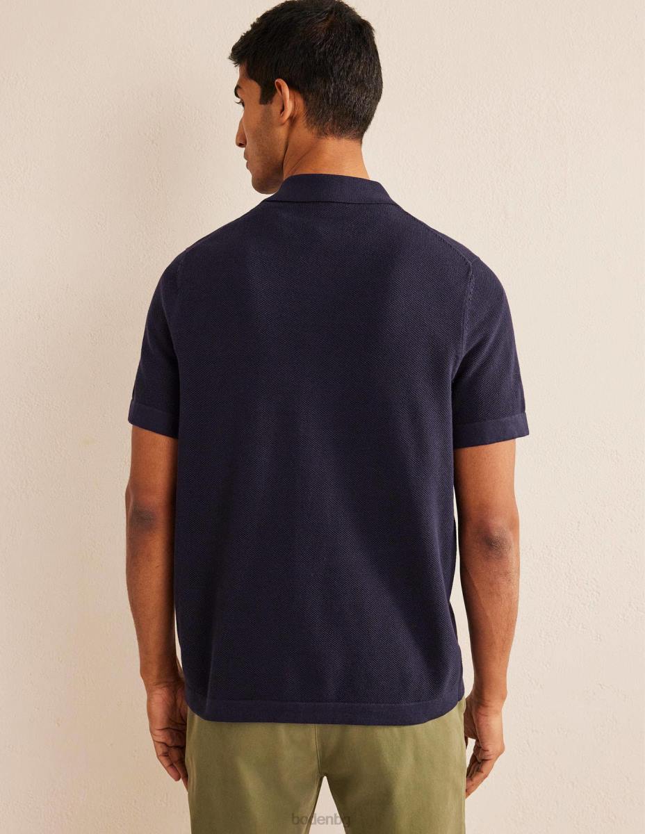 облекло Boden плетена риза с къс ръкав военноморски флот мъже LL683526