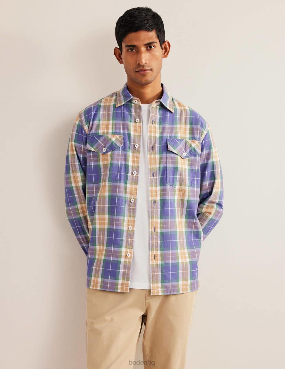 облекло Boden ежедневна памучна карирана риза корсиканско синьо каре мъже LL683535