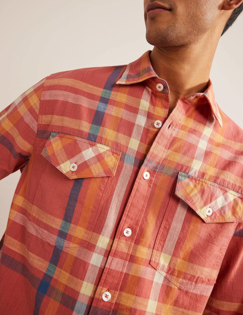 облекло Boden ежедневна памучна карирана риза червен чек мъже LL683558