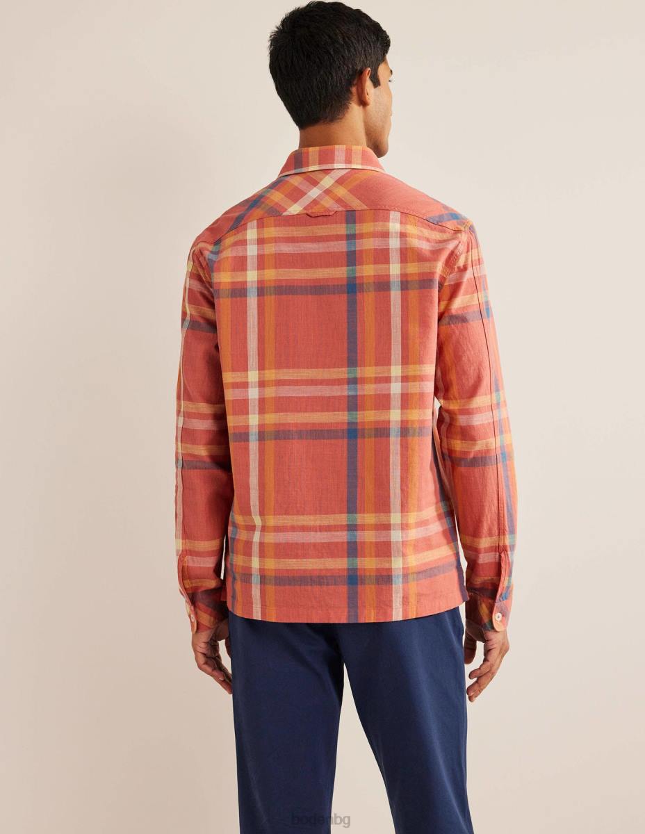 облекло Boden ежедневна памучна карирана риза червен чек мъже LL683558