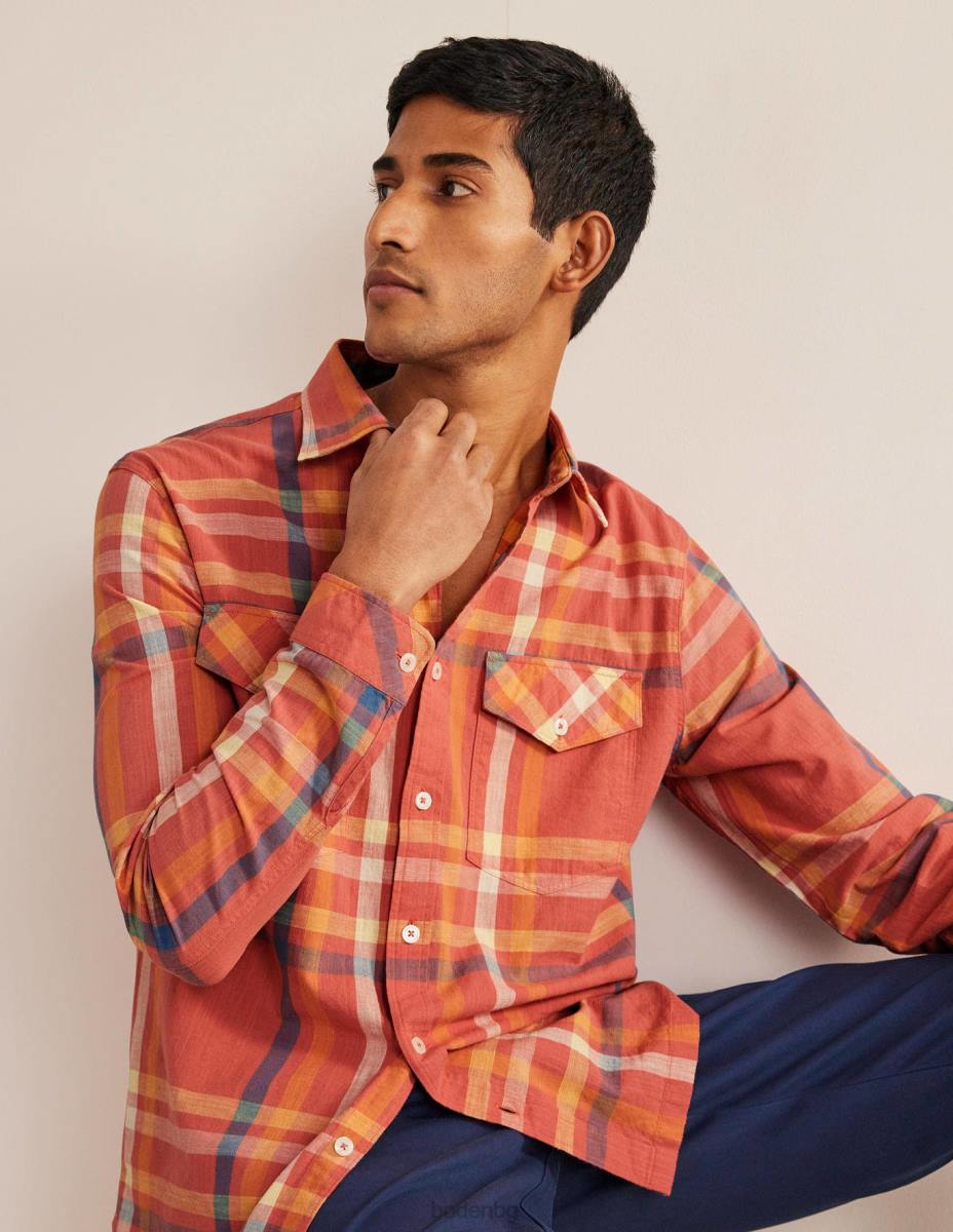 облекло Boden ежедневна памучна карирана риза червен чек мъже LL683558