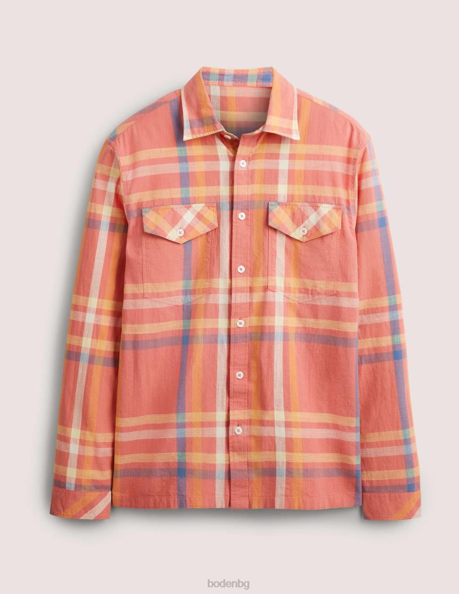 облекло Boden ежедневна памучна карирана риза червен чек мъже LL683558