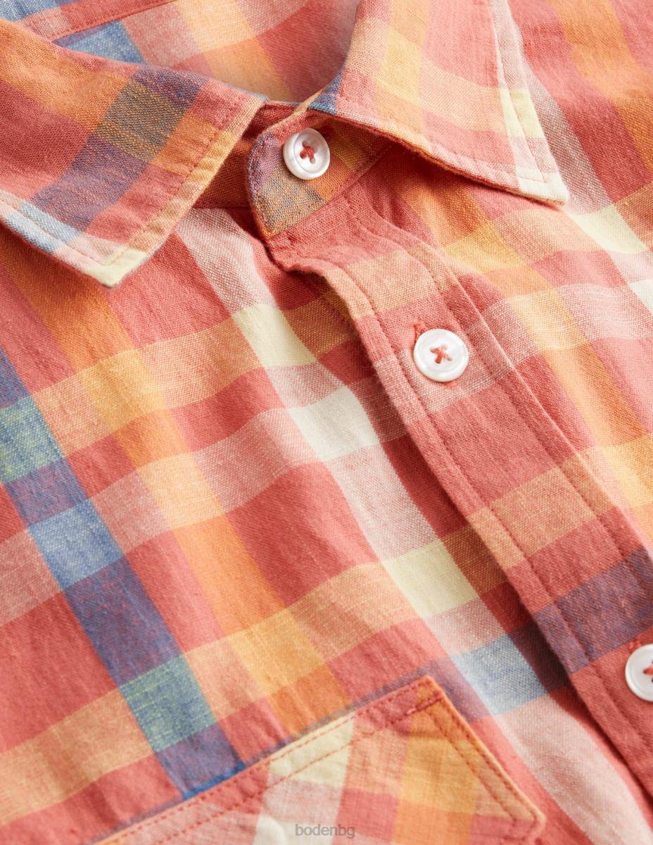 облекло Boden ежедневна памучна карирана риза червен чек мъже LL683558