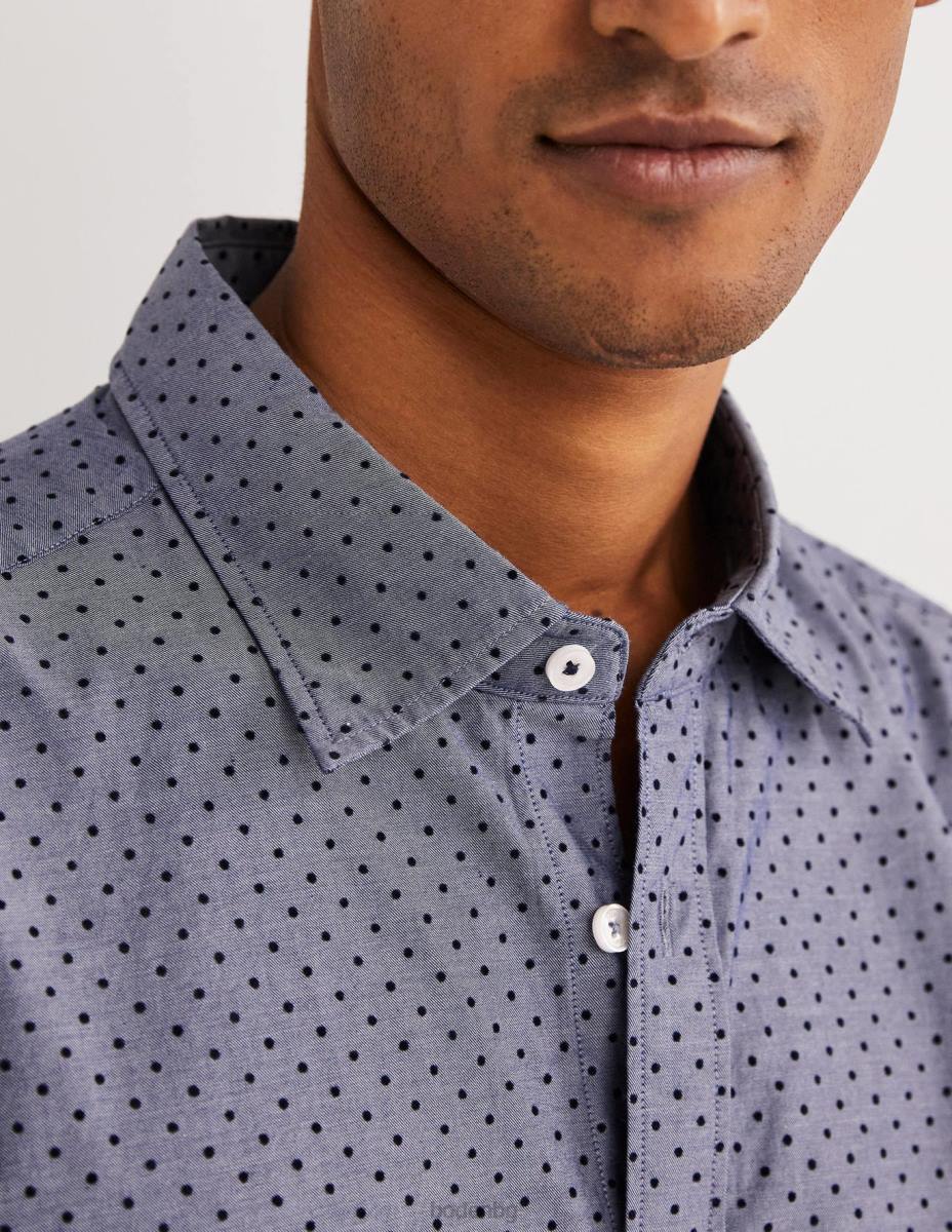 облекло Boden прилепнала риза от кепър синьо натрупано петно мъже LL683604