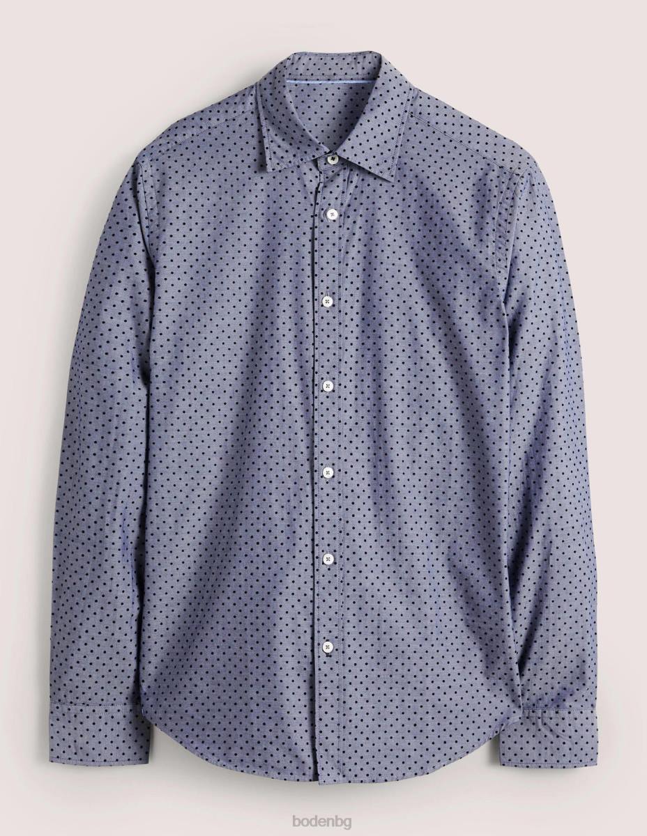 облекло Boden прилепнала риза от кепър синьо натрупано петно мъже LL683604