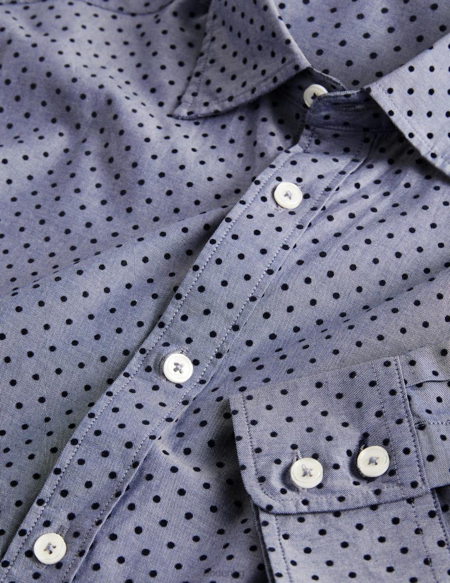 облекло Boden прилепнала риза от кепър синьо натрупано петно мъже LL683604