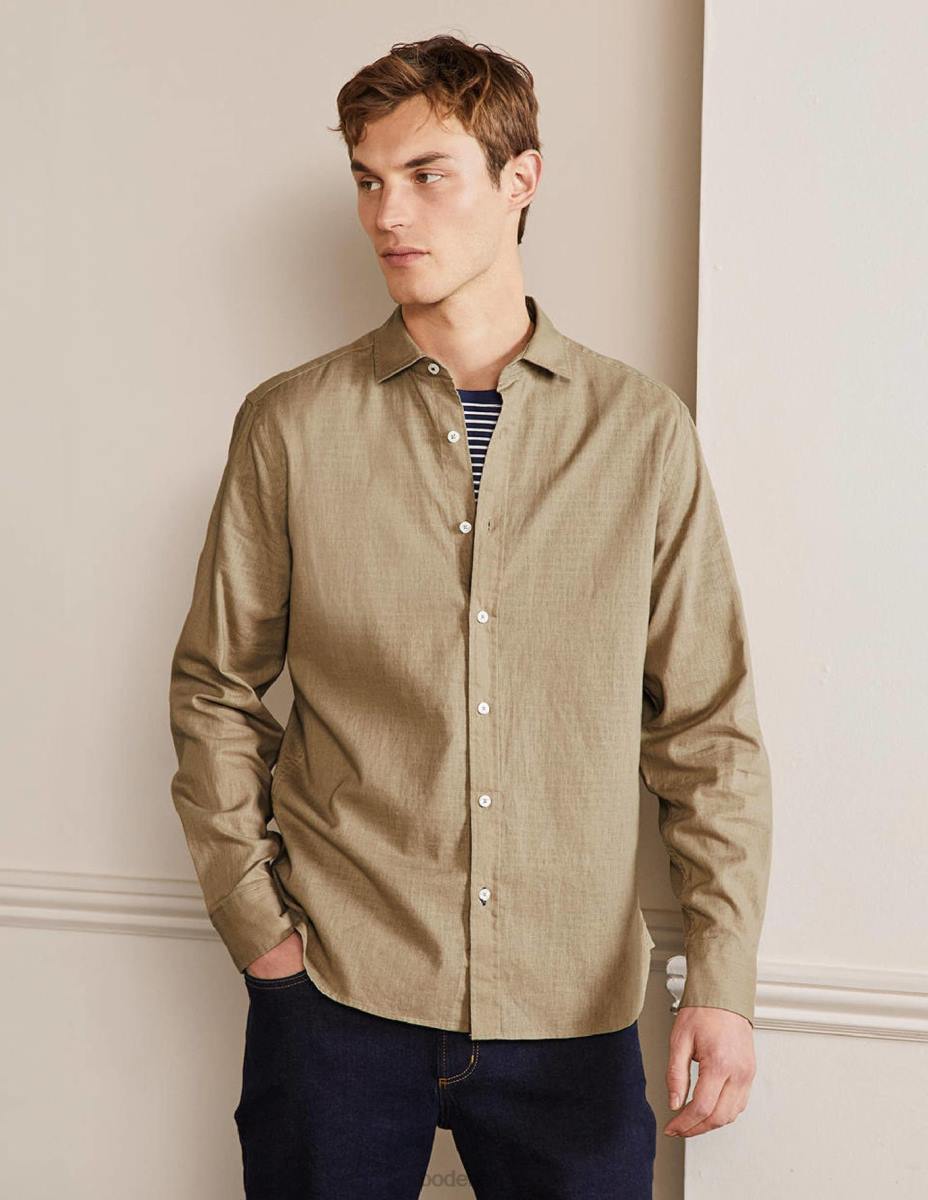 облекло Boden ленена риза с изрязана яка малц мъже LL683611