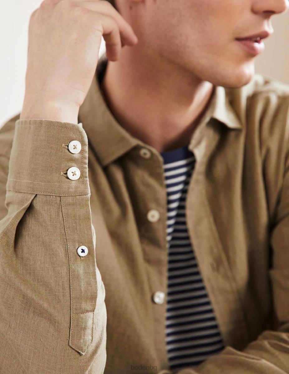 облекло Boden ленена риза с изрязана яка малц мъже LL683611