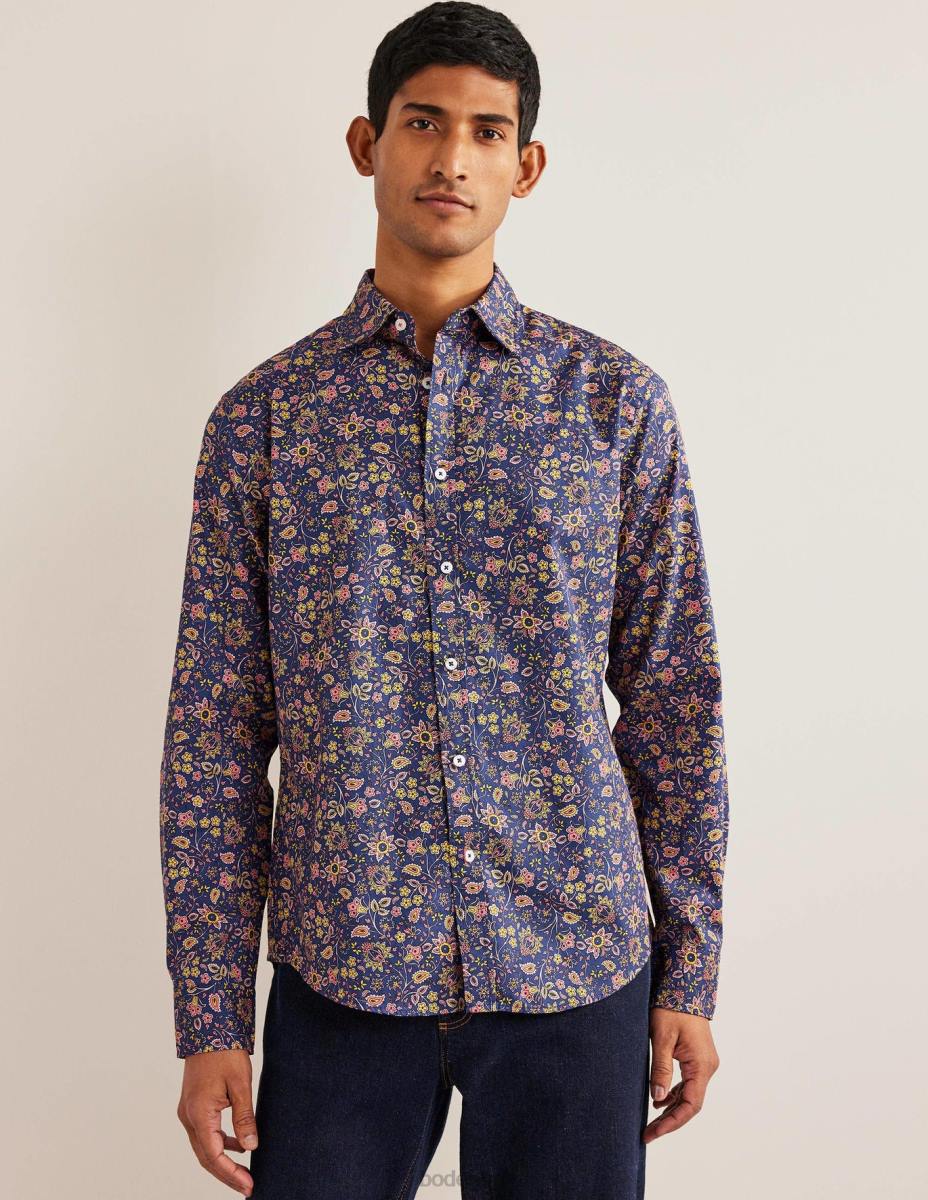 облекло Boden кепър риза с изрязана яка праскова пейсли цветя мъже LL683613