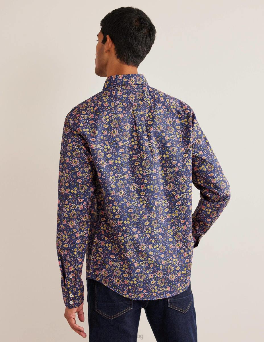 облекло Boden кепър риза с изрязана яка праскова пейсли цветя мъже LL683613