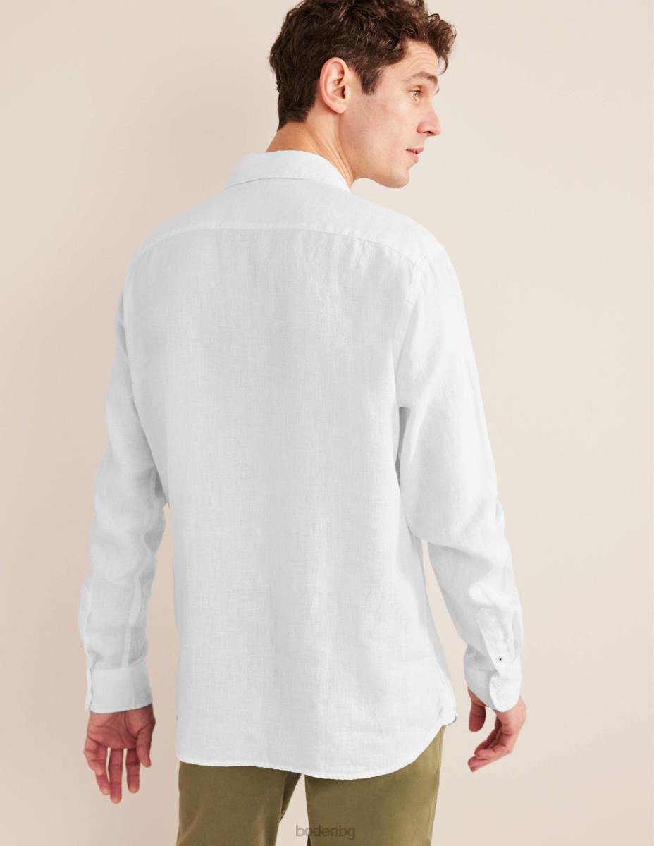 облекло Boden прилепнала ленена риза бяло мъже LL683617