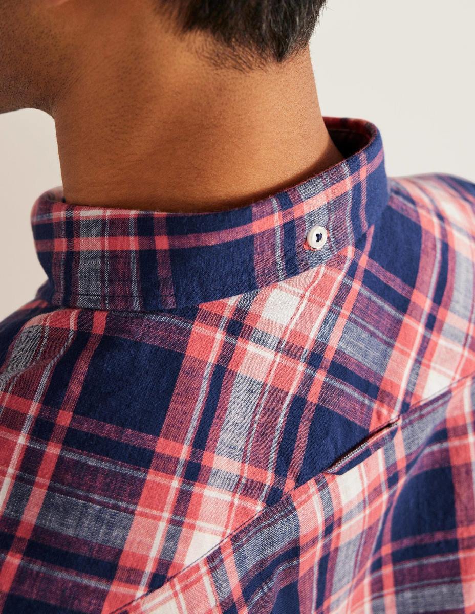 облекло Boden прилепнала риза с копчета избелял червен чек мъже LL683619