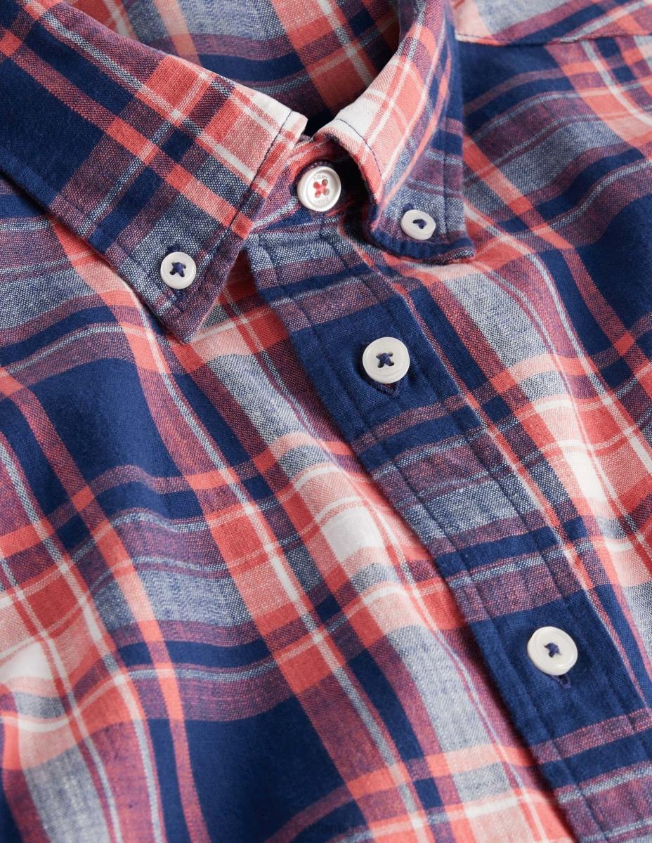 облекло Boden прилепнала риза с копчета избелял червен чек мъже LL683619