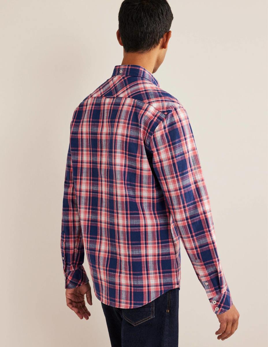 облекло Boden прилепнала риза с копчета избелял червен чек мъже LL683619