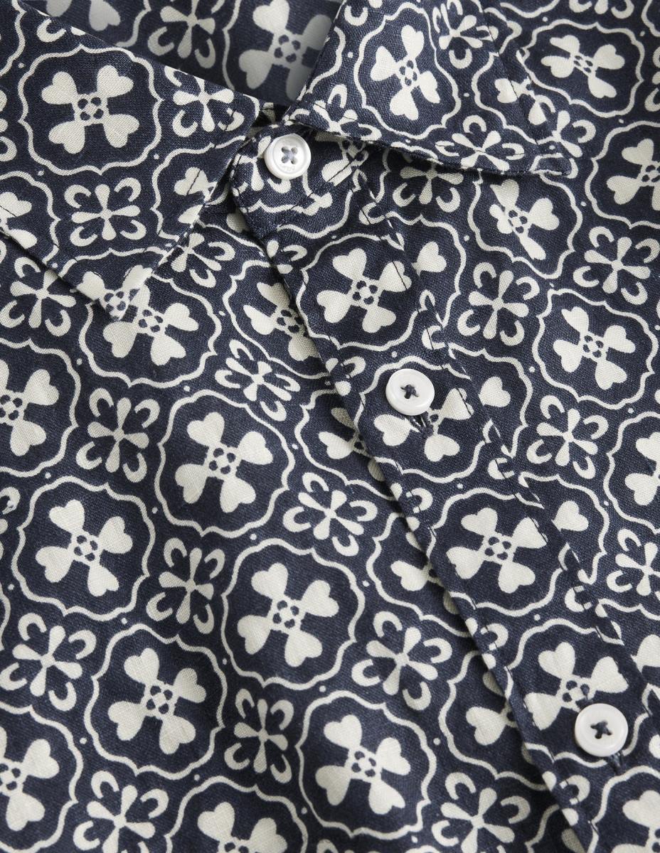 облекло Boden ленена риза с изрязана яка френска морска плочка мъже LL683629