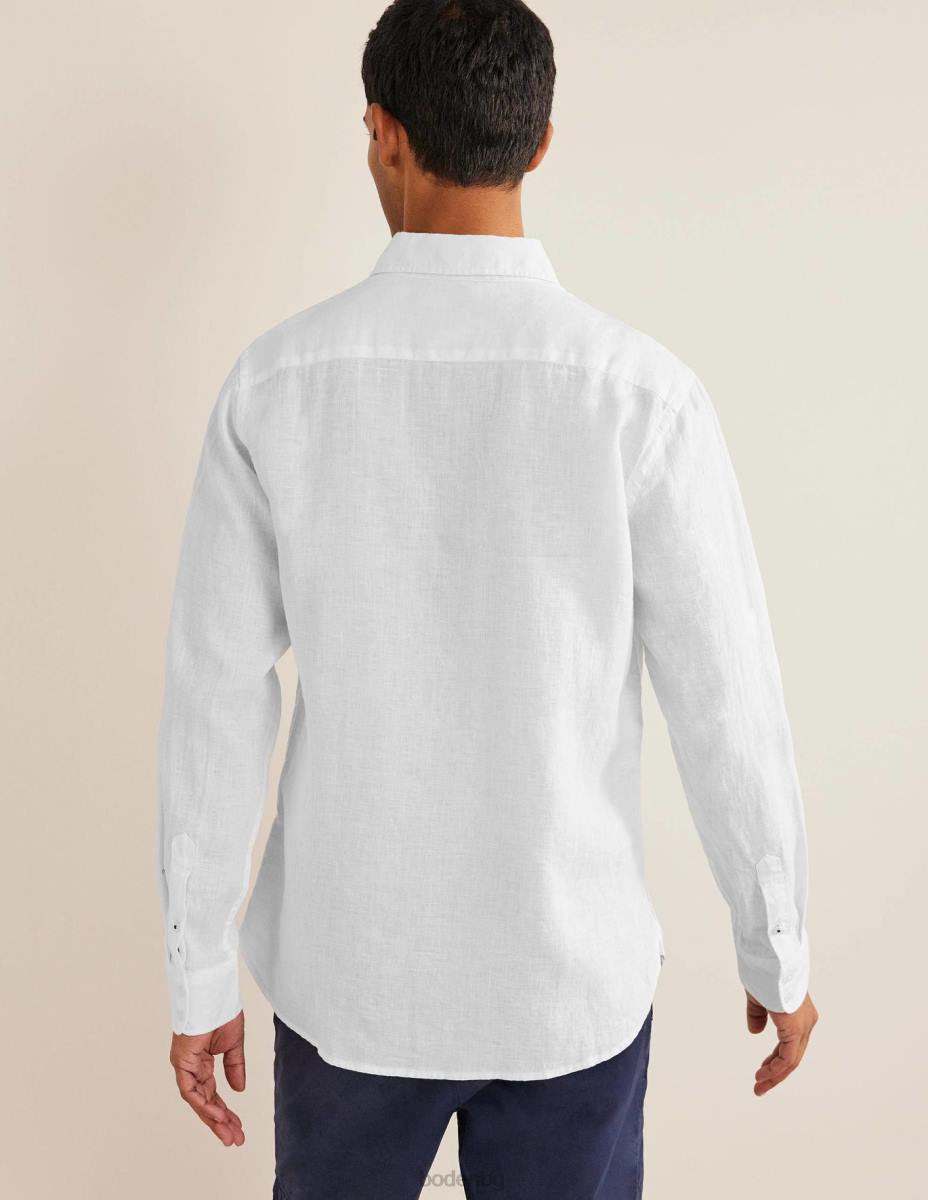 облекло Boden ленена риза с изрязана яка бяло мъже LL683633