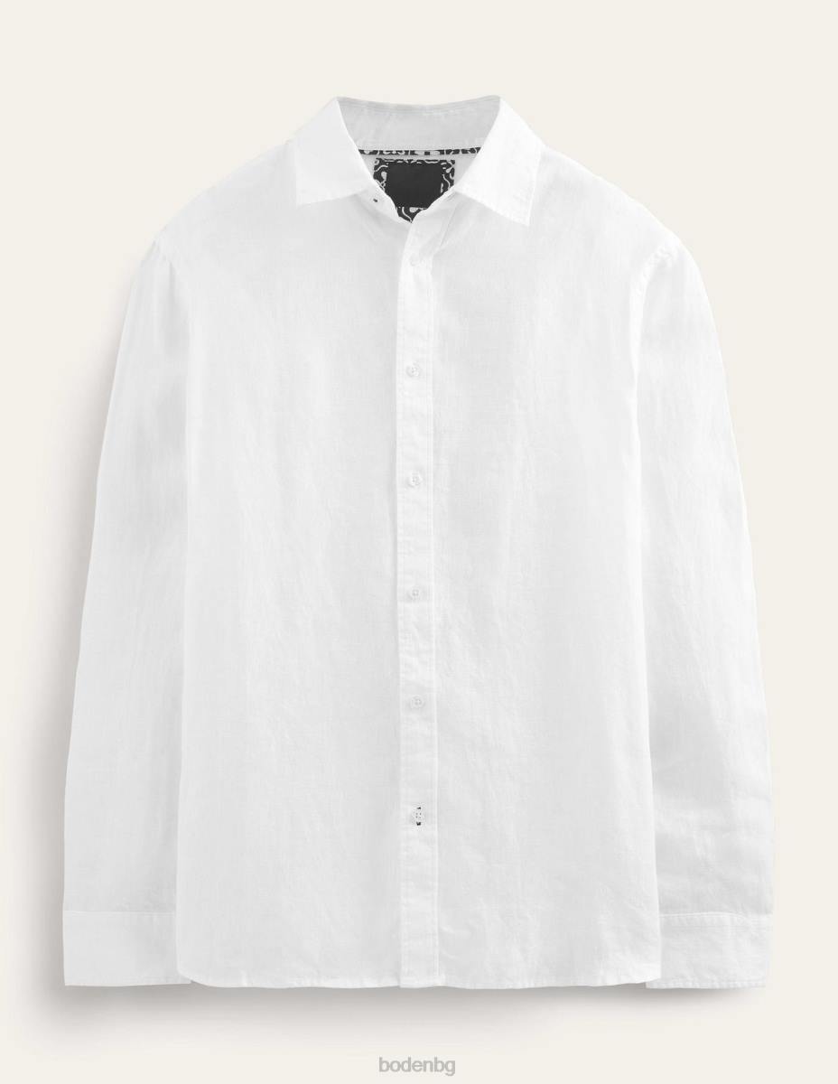 облекло Boden ленена риза с изрязана яка бяло мъже LL683633