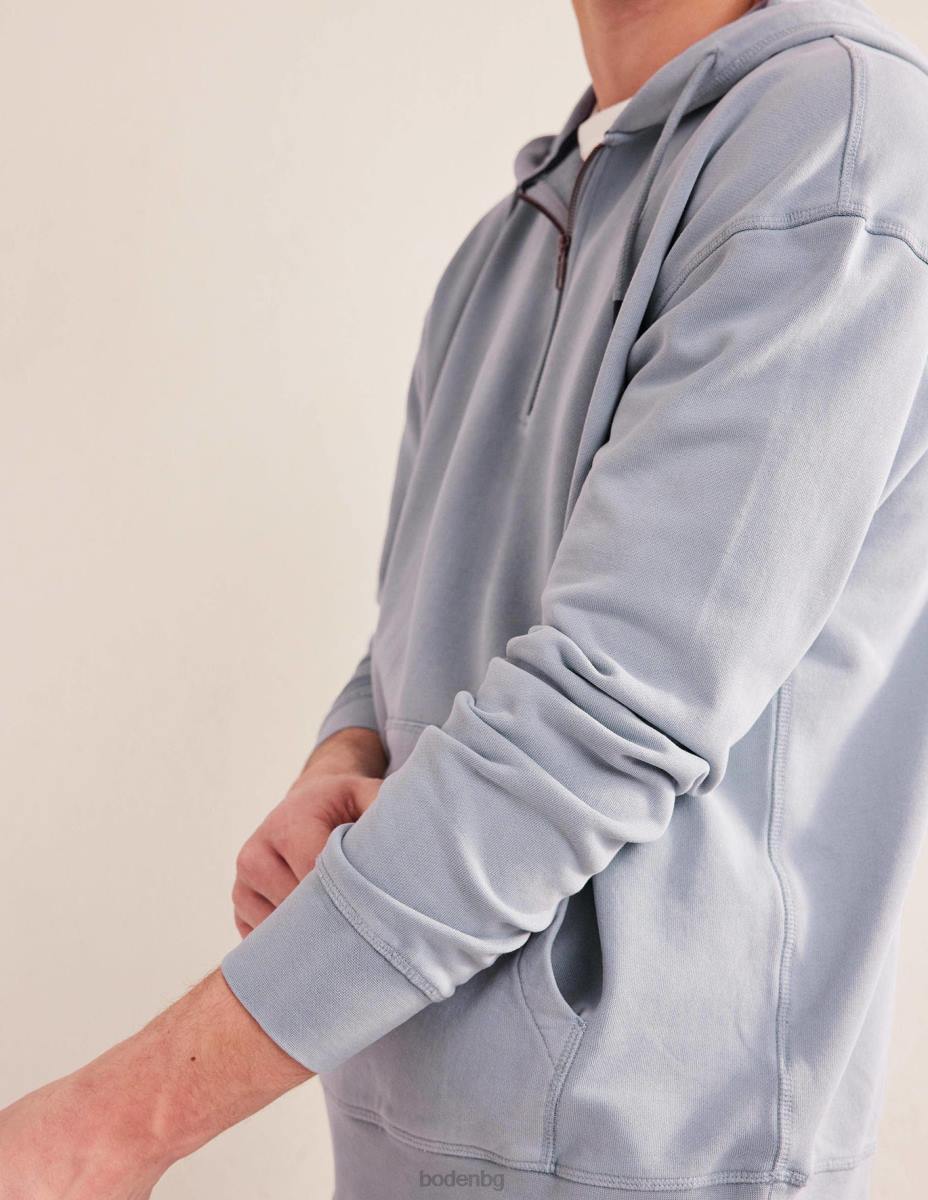 облекло Boden суичър с качулка с половин цип за боядисване на дрехи прашно синьо мъже LL683516