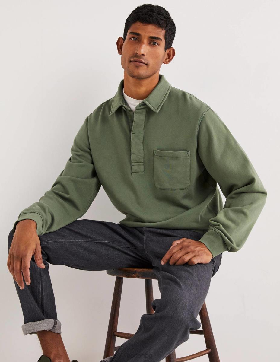 облекло Boden суичър с яка с копчета алигаторово зелено мъже LL683622