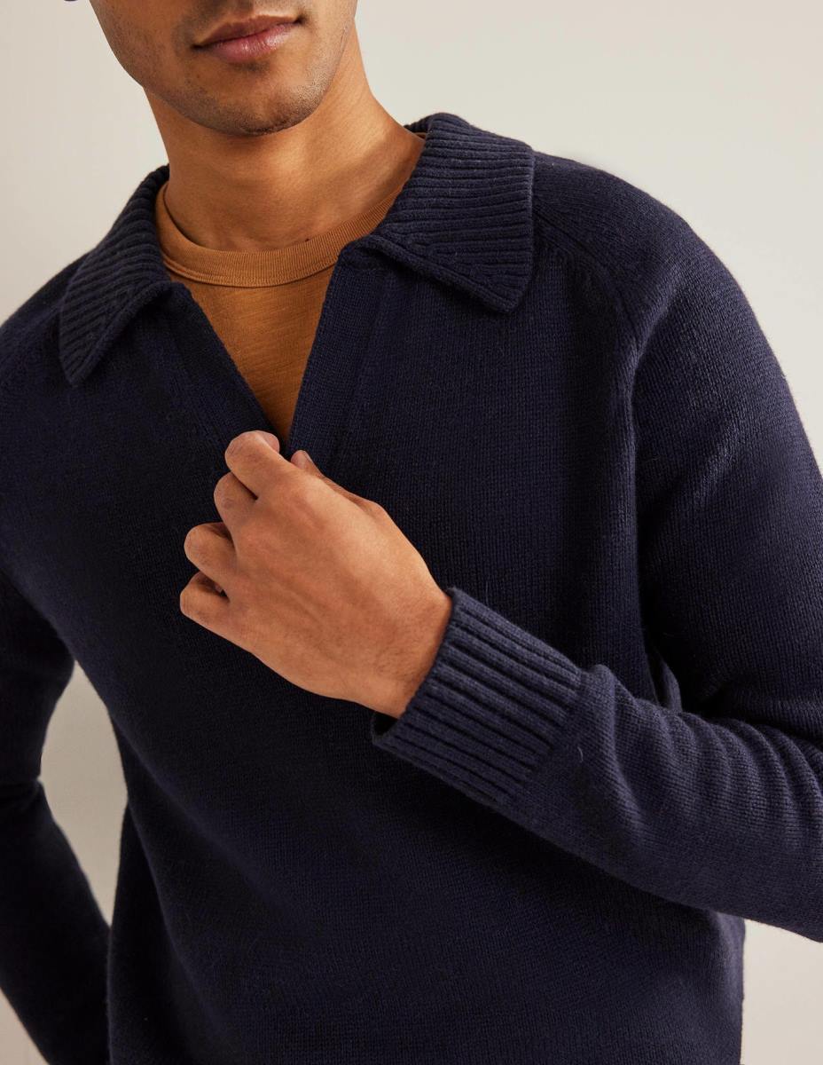 облекло Boden джъмпер с отворена яка военноморски флот мъже LL683536