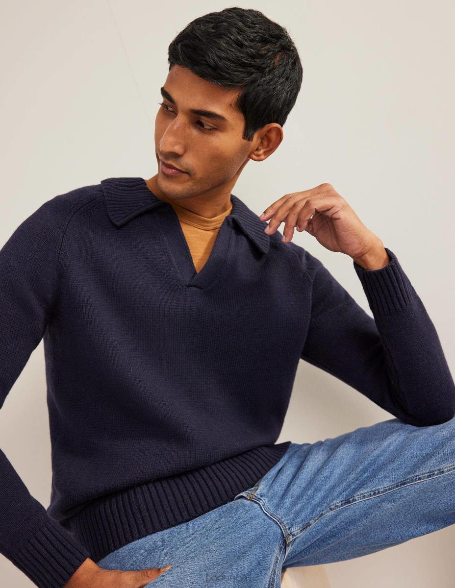 облекло Boden джъмпер с отворена яка военноморски флот мъже LL683536