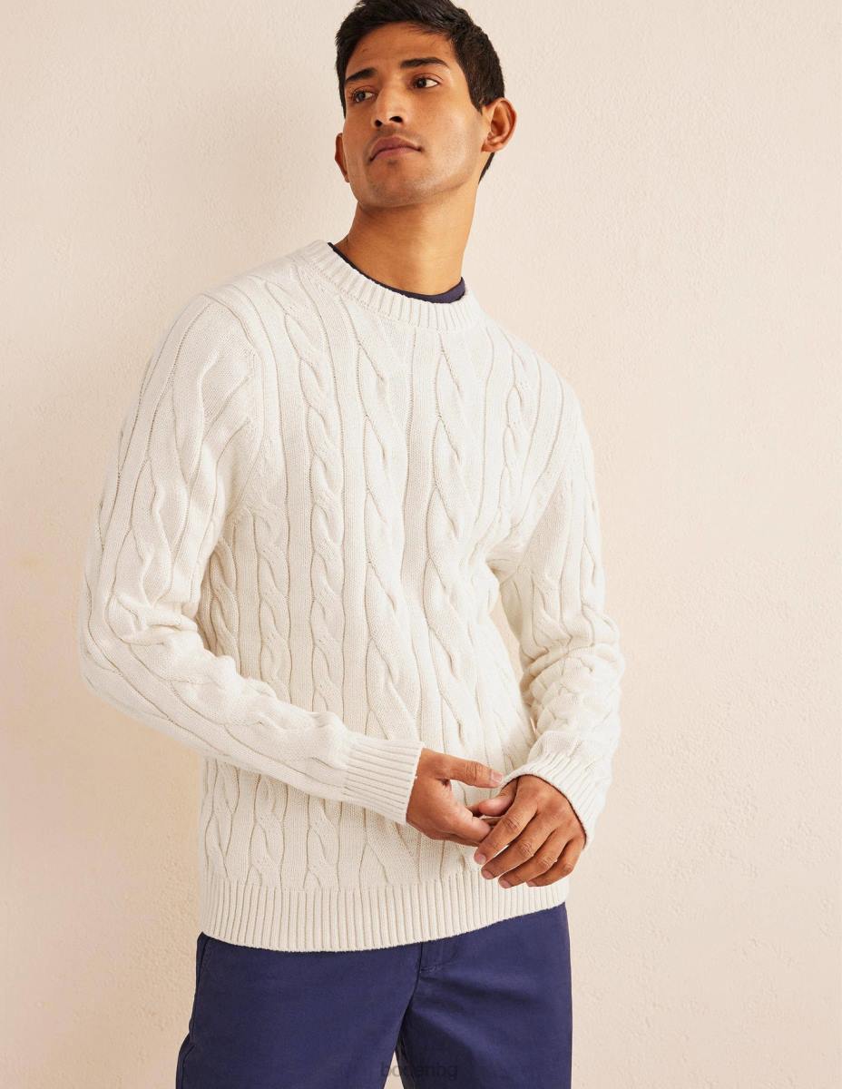 облекло Boden памучен кабел с кръгла яка черупка от шам фъстък мъже LL683552