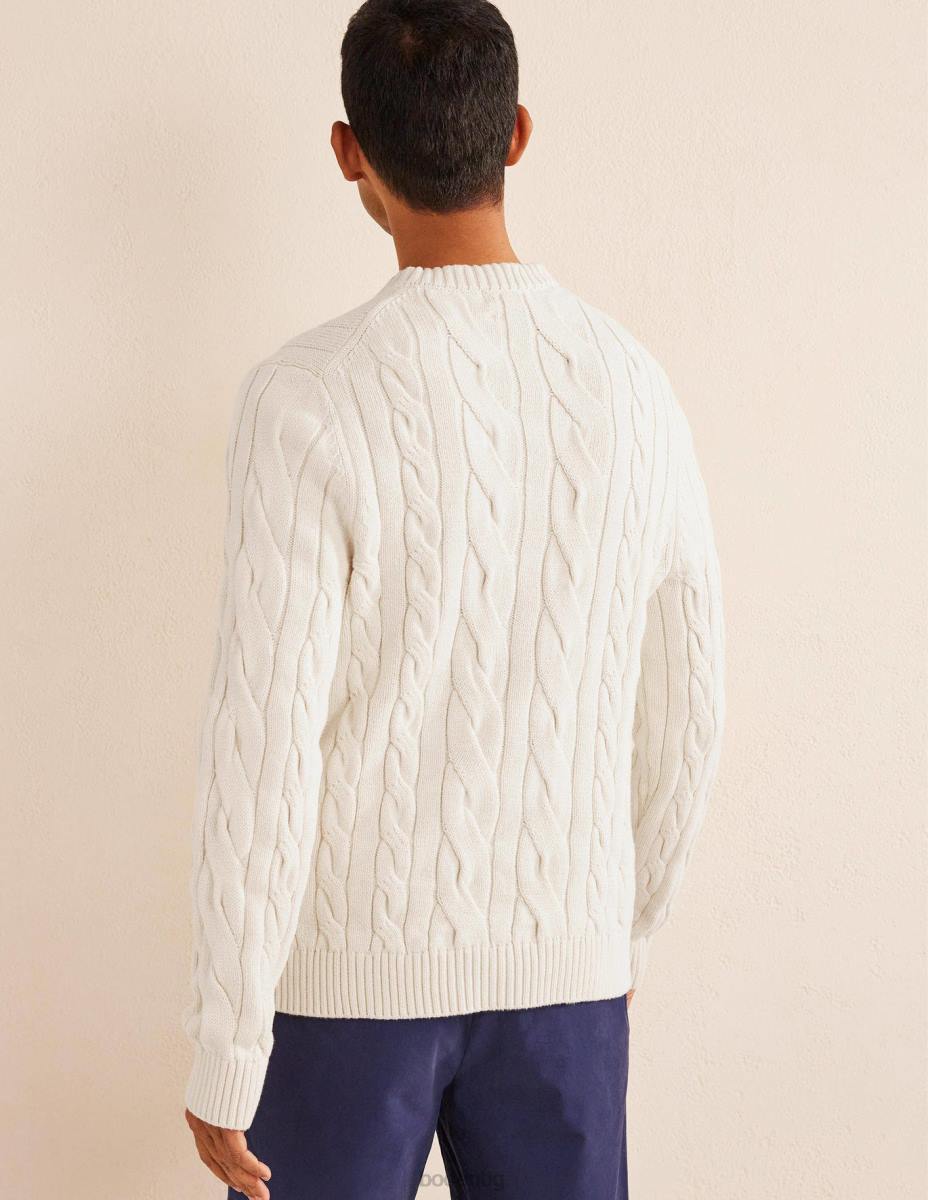 облекло Boden памучен кабел с кръгла яка черупка от шам фъстък мъже LL683552