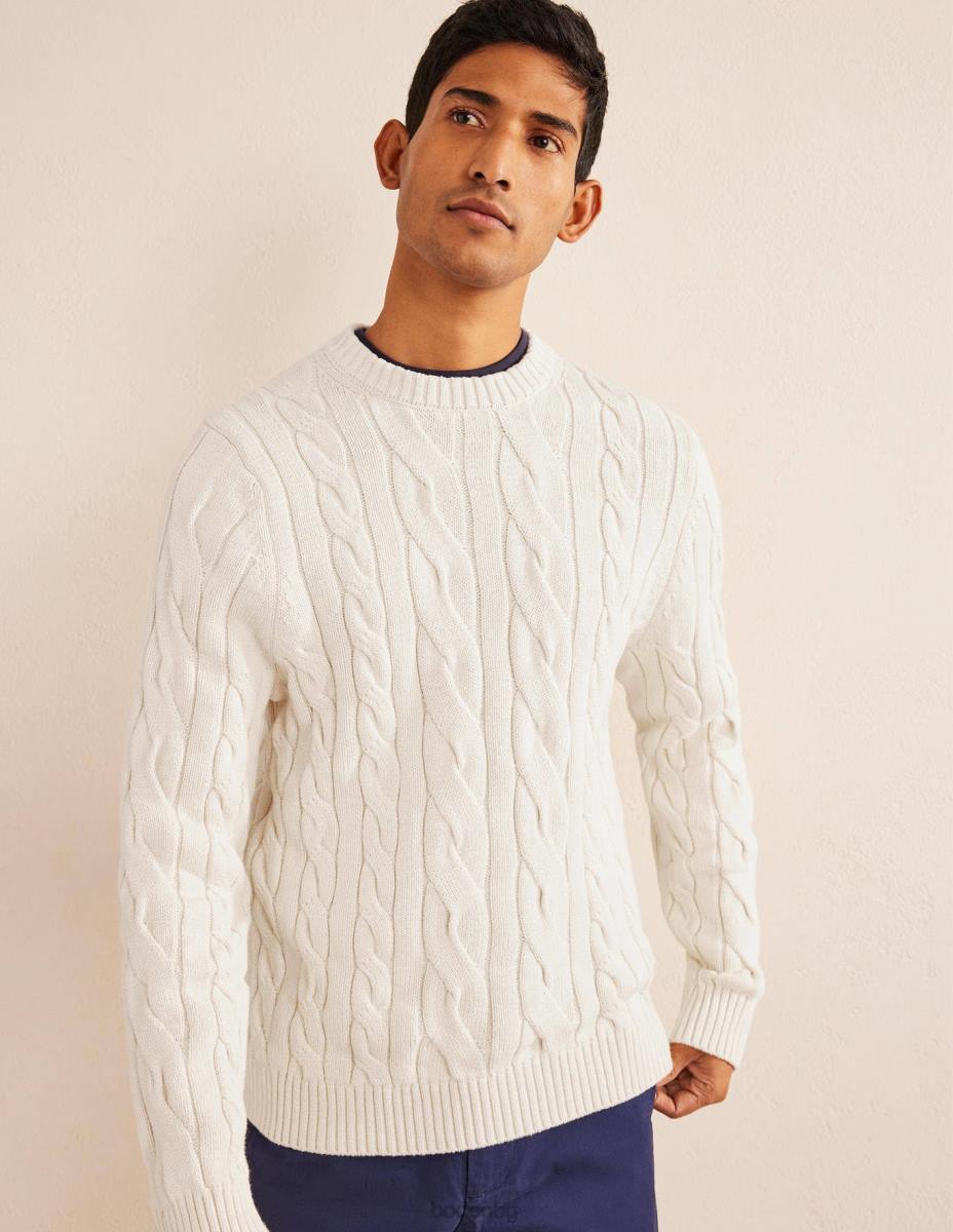 облекло Boden памучен кабел с кръгла яка черупка от шам фъстък мъже LL683552