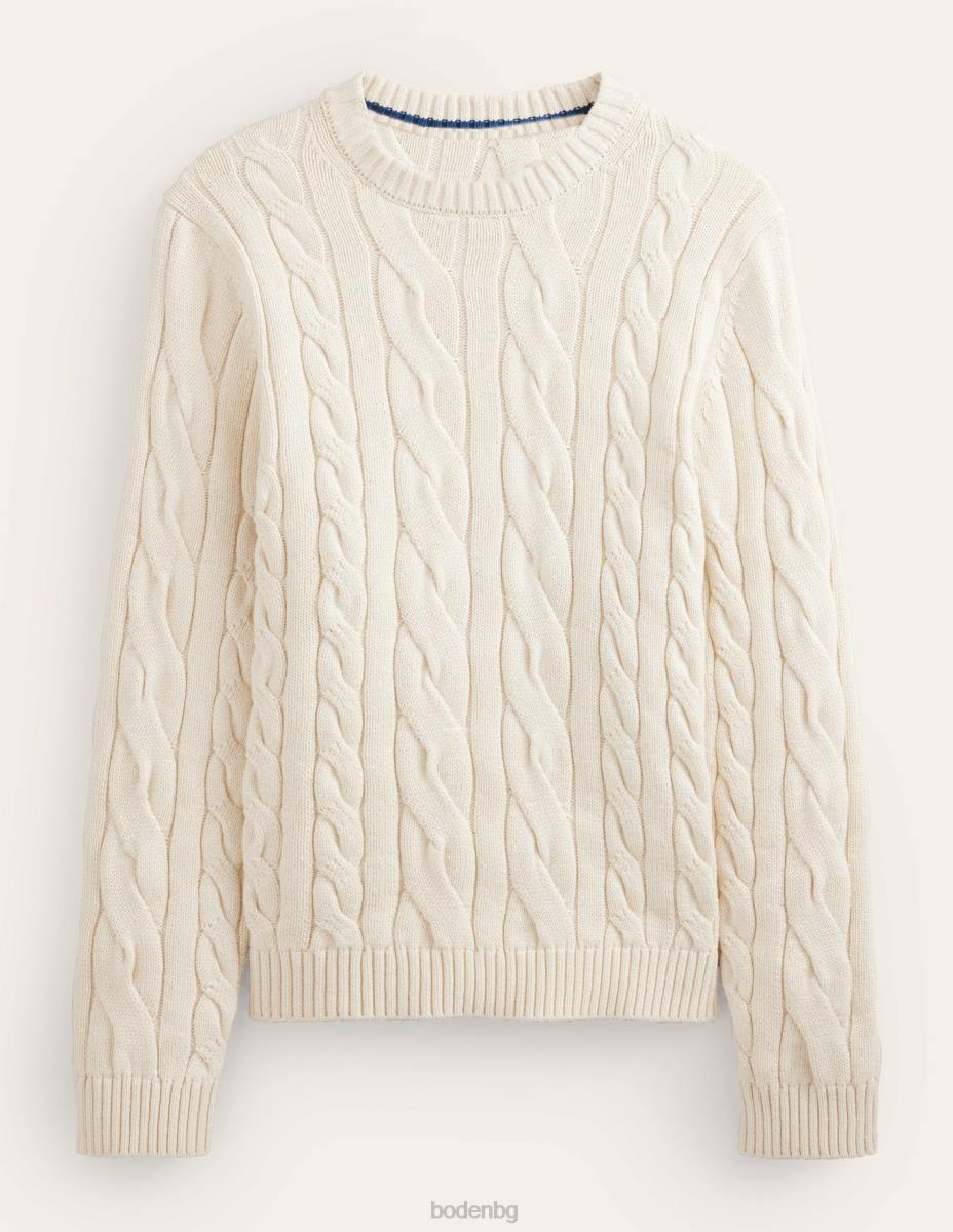 облекло Boden памучен кабел с кръгла яка черупка от шам фъстък мъже LL683552