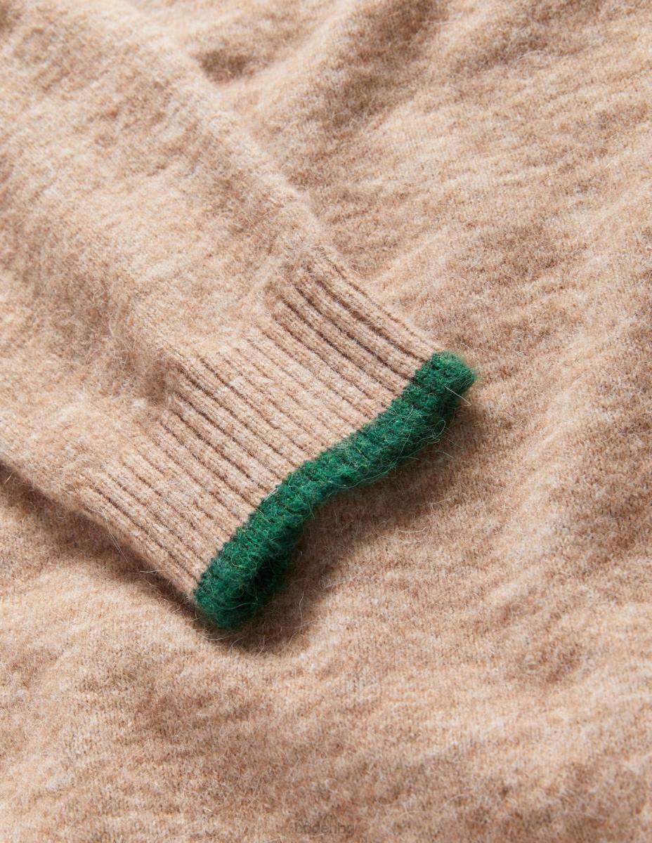 облекло Boden пухкав пуловер с кръгла яка камилски меланж мъже LL683585