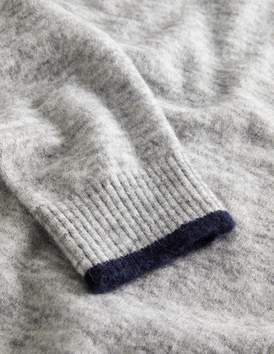 облекло Boden пухкав пуловер с кръгла яка сив меланж мъже LL683587