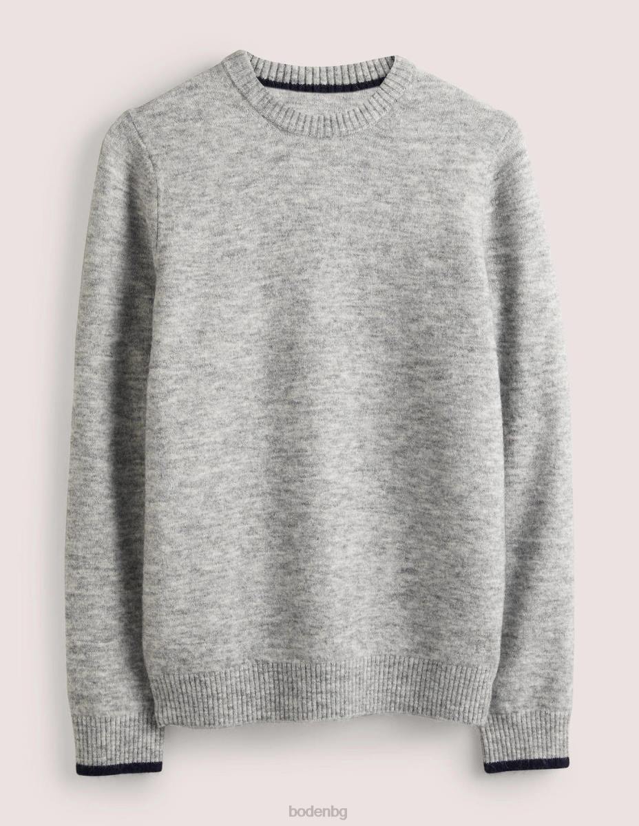 облекло Boden пухкав пуловер с кръгла яка сив меланж мъже LL683587