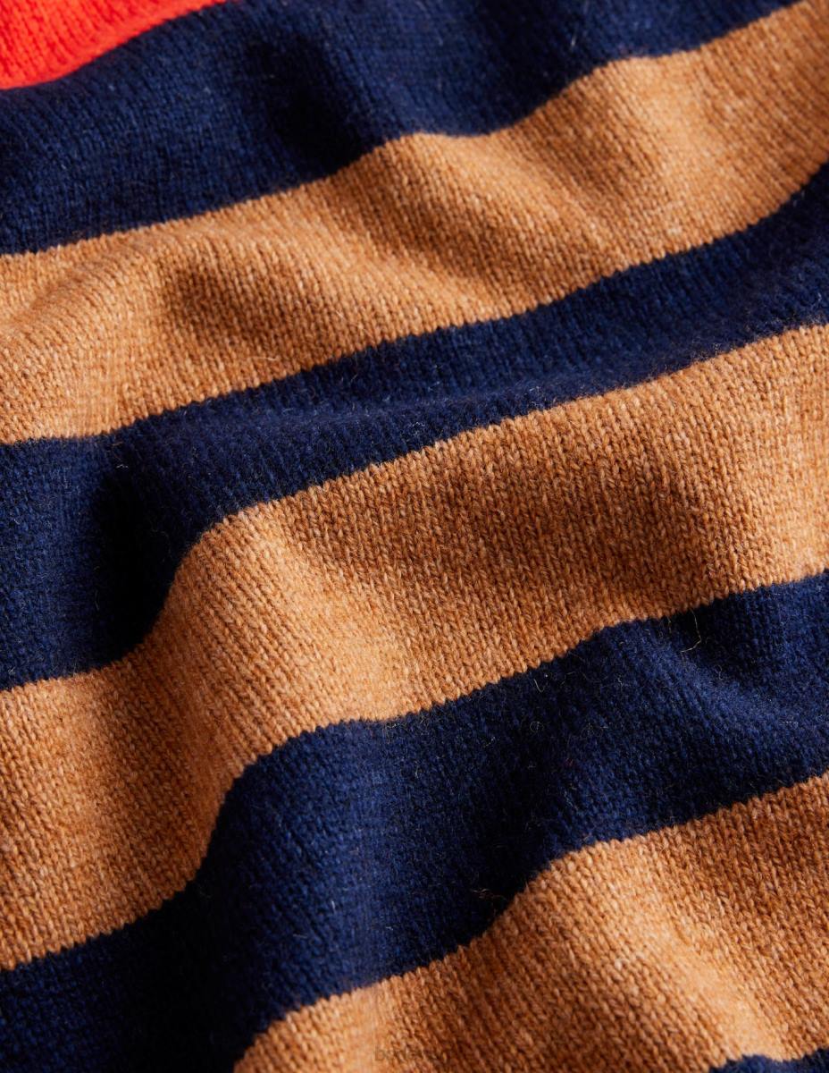 облекло Boden реглан пуловер с кръгла яка камил меланж мулти райе мъже LL683589