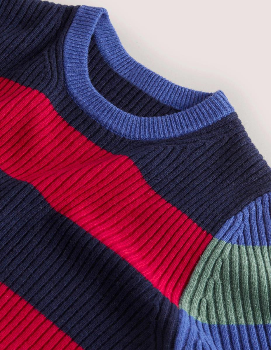 облекло Boden ребрено кръгло деколте цветен блок на ивица мъже LL683596