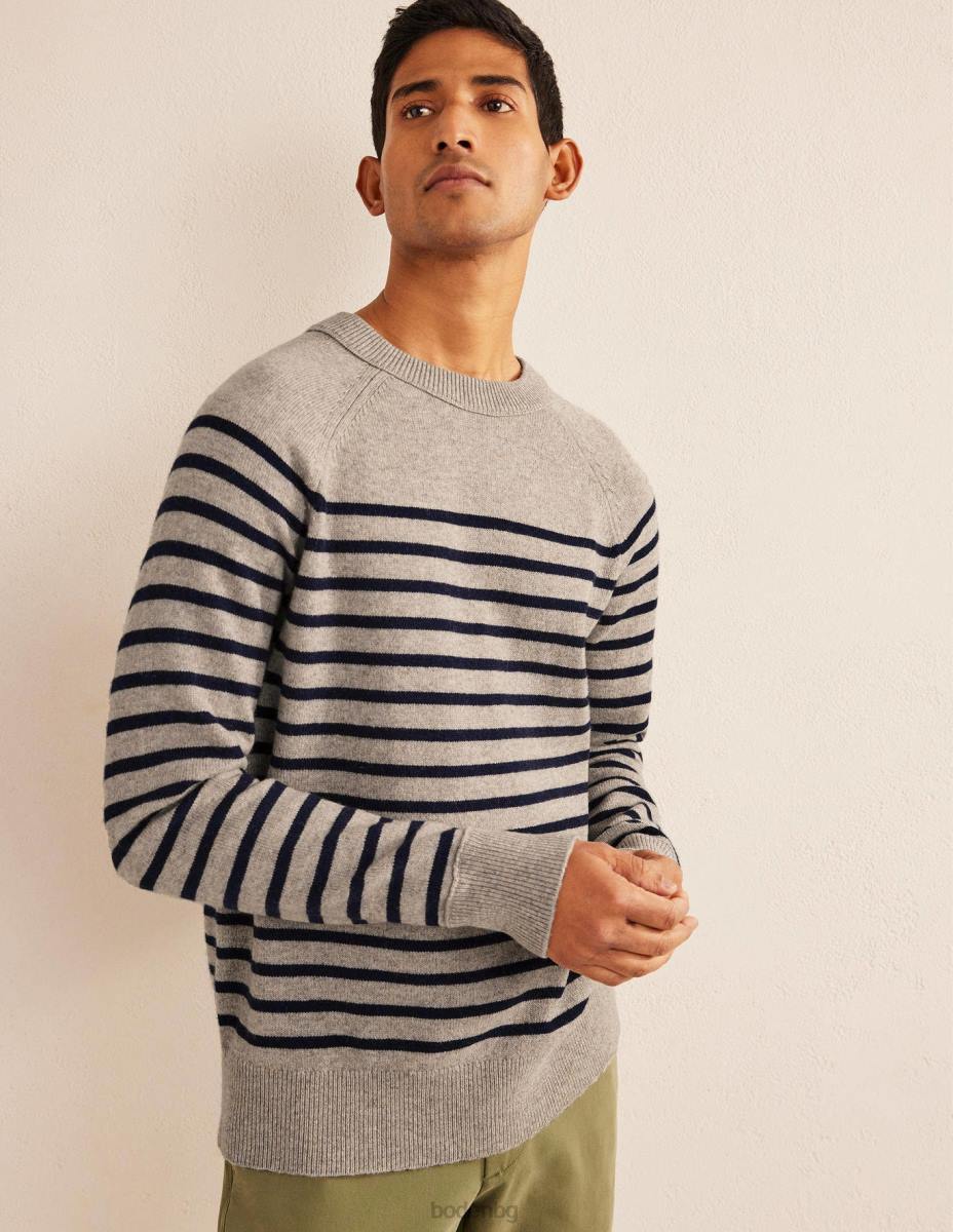 облекло Boden реглан пуловер с кръгла яка овесена каша морско райе мъже LL683621