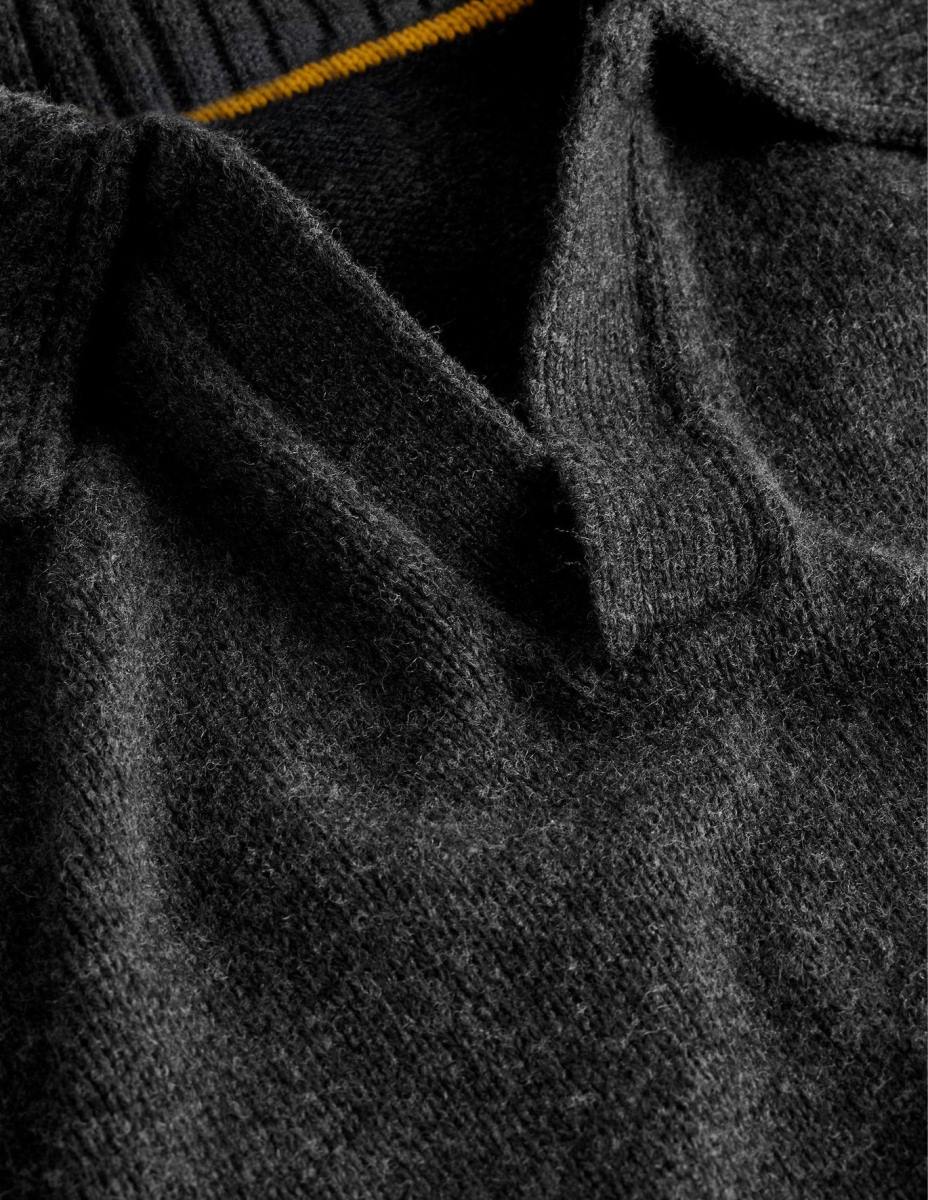 облекло Boden джъмпер с отворена яка тъмно сив меланж мъже LL683624