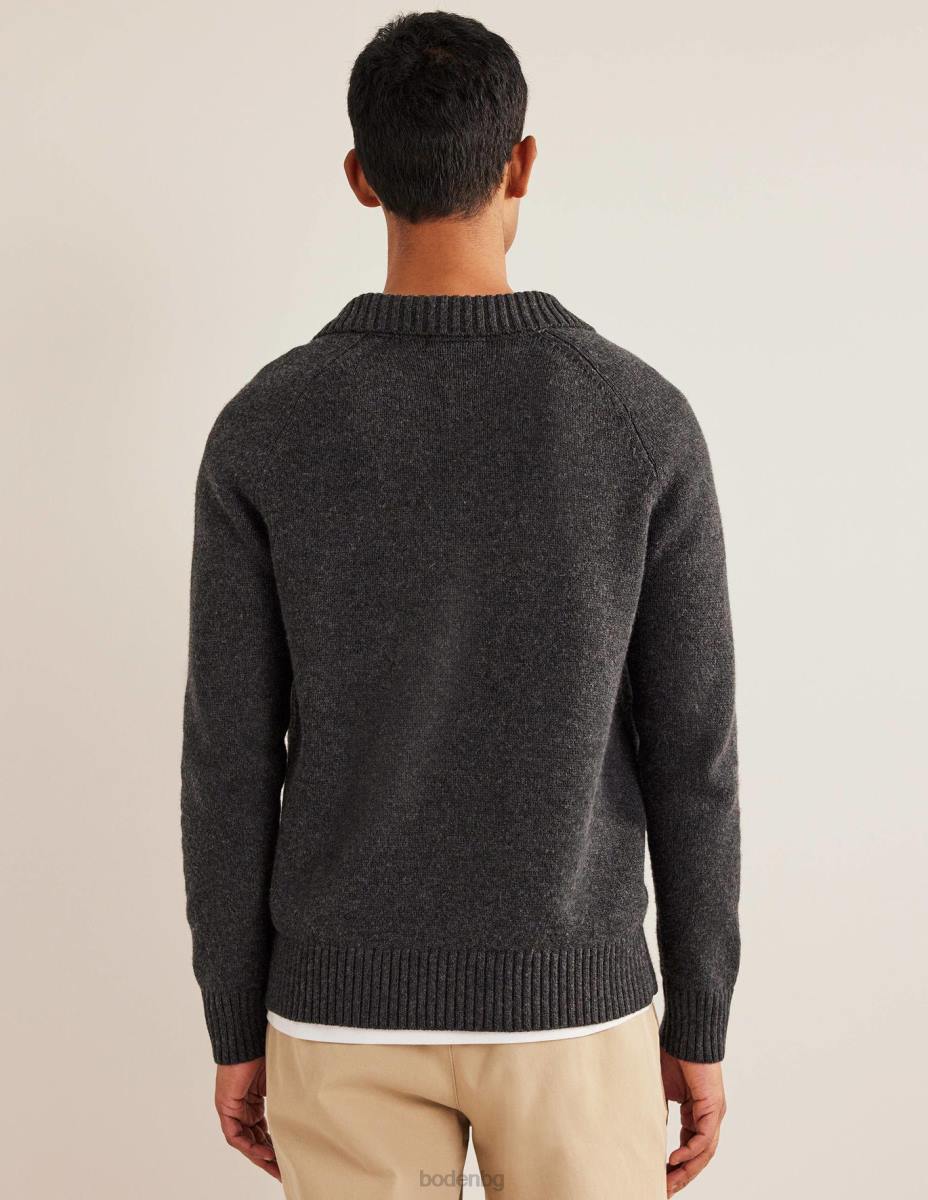 облекло Boden джъмпер с отворена яка тъмно сив меланж мъже LL683624