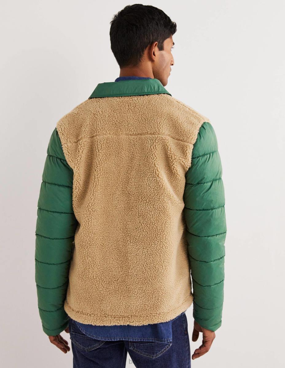 облекло Boden шерпа копче през яке ловджийско зелено/екрю мъже LL683581