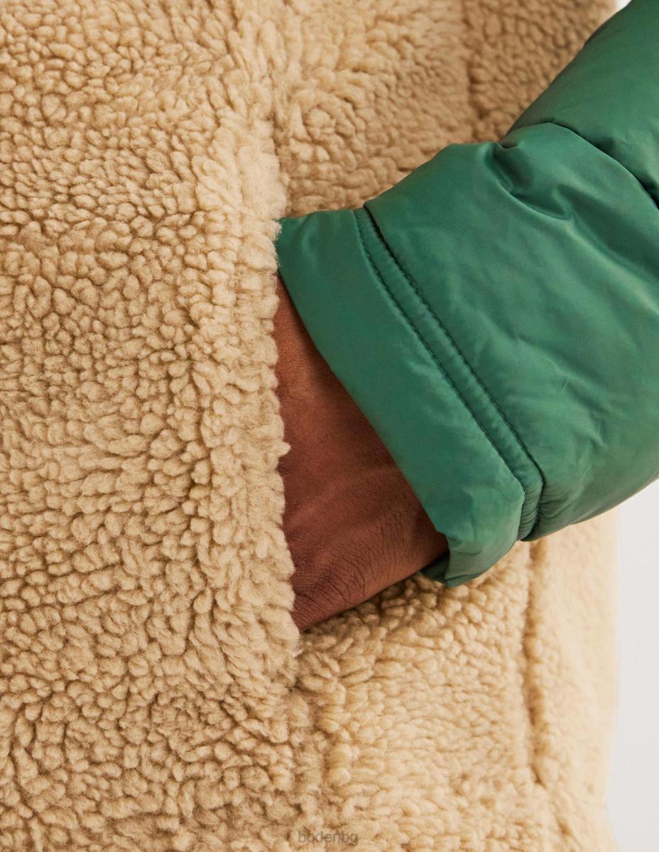 облекло Boden шерпа копче през яке ловджийско зелено/екрю мъже LL683581