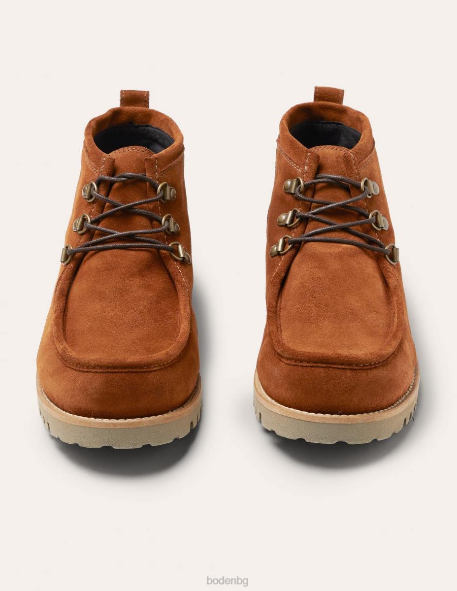 обувки Boden велурени ботуши с връзки светлокафяво мъже LL683586