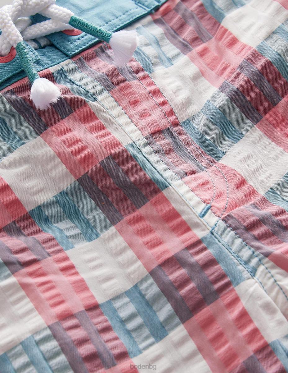 облекло Boden шорти от gingham board розово/зелено каре момчета LL68872